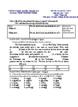 Đề thi Olympic môn Tiếng Anh Lớp 7 - Năm học 2014-2015 - Trường THCS Phương Trung (Có đáp án)